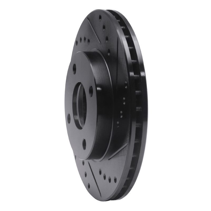 Ford Ikon Brake Rotor (1) - Front Right - R1 Concepts - Drilled & Slotted - Black - `00-`15